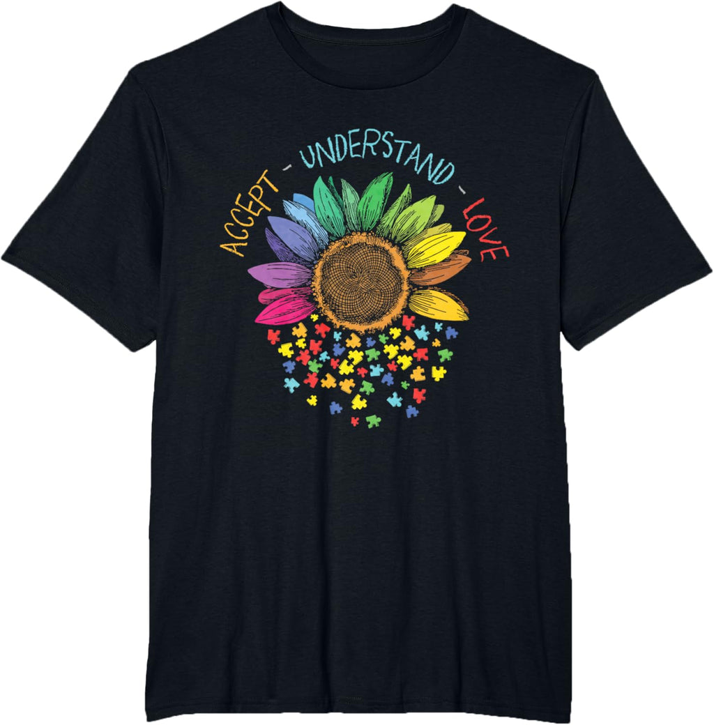 Autism Awareness Accept Understand Love ASD Rainbow Flower