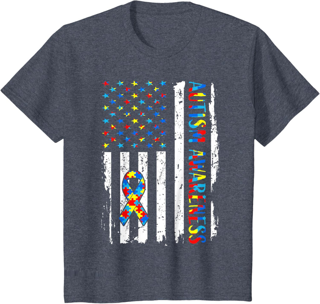 Autism Awareness Mom Dad USA flag Autistic Awareness Autism