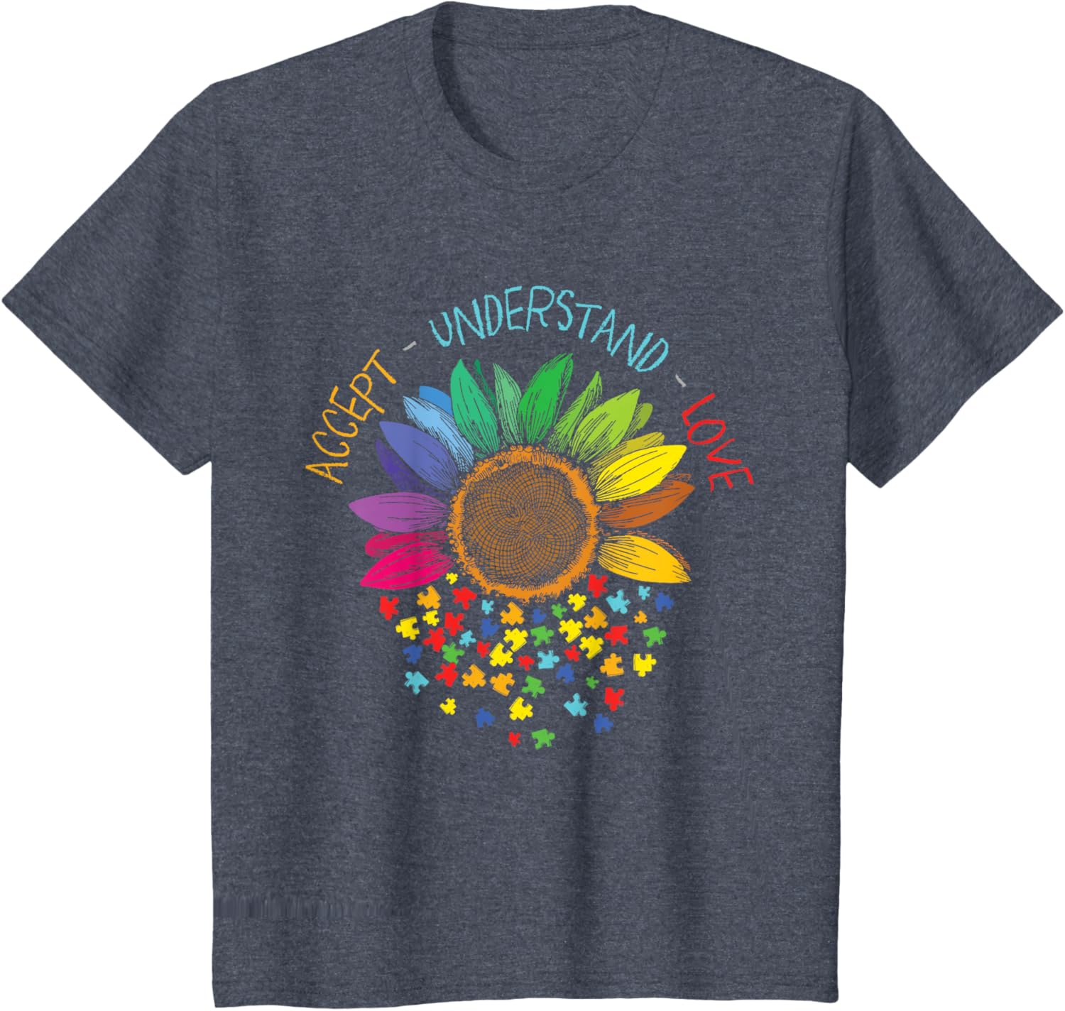 Autism Awareness Accept Understand Love ASD Rainbow Flower