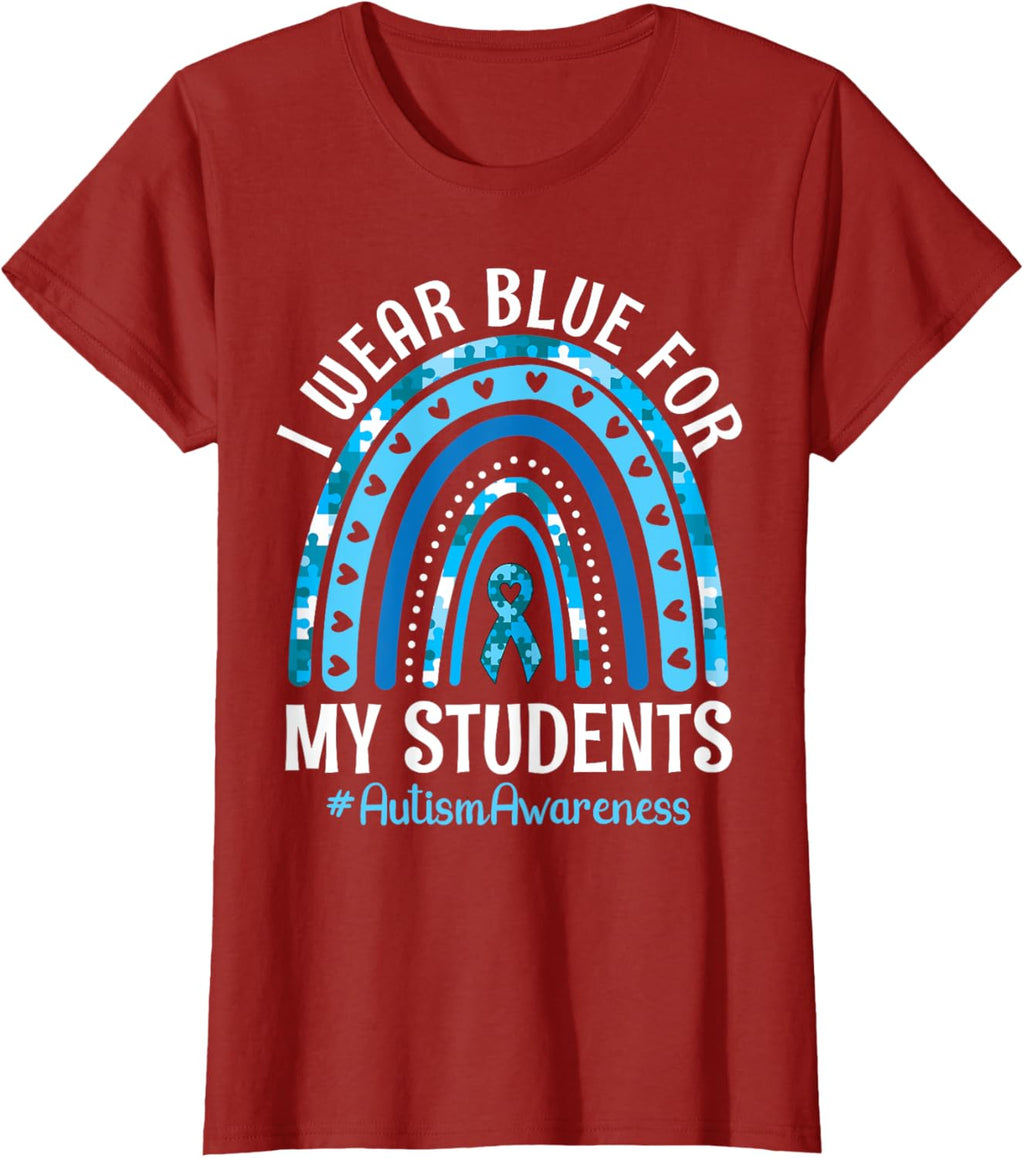 Happy Teacher I Wear Blue For My Students Autism Awareness