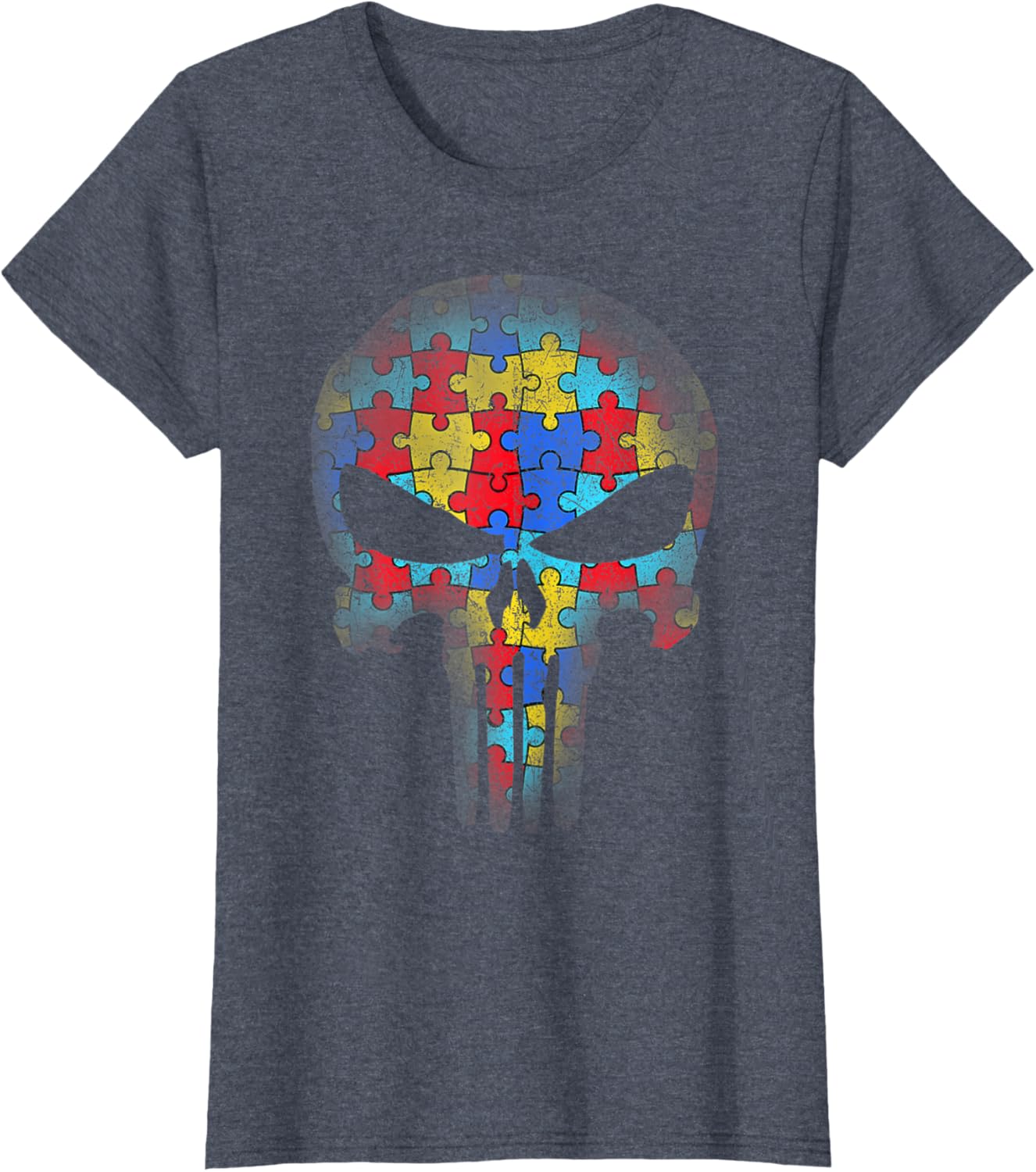 Skull Autism Awareness Puzzle Piece Mens Womens Kids