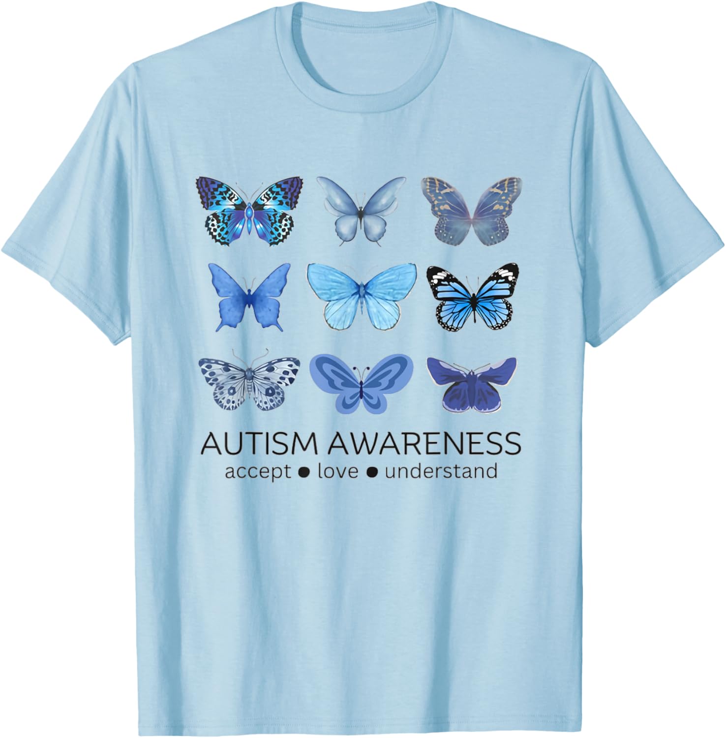 Women In April We Wear Blue Butterfly Autism Mental Health