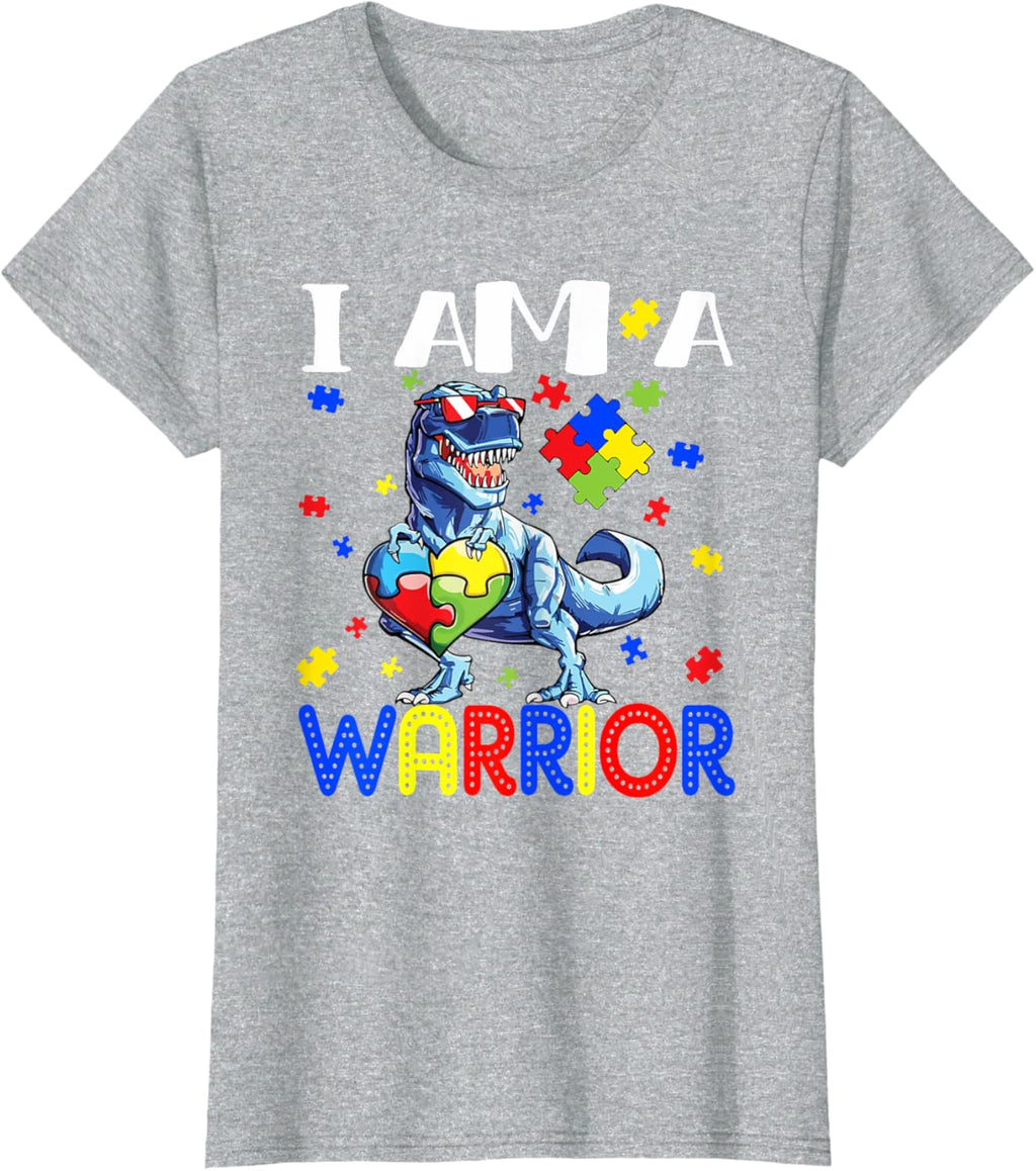 I Am A Warrior Autism Boys Family Dinosaur Autism Awareness