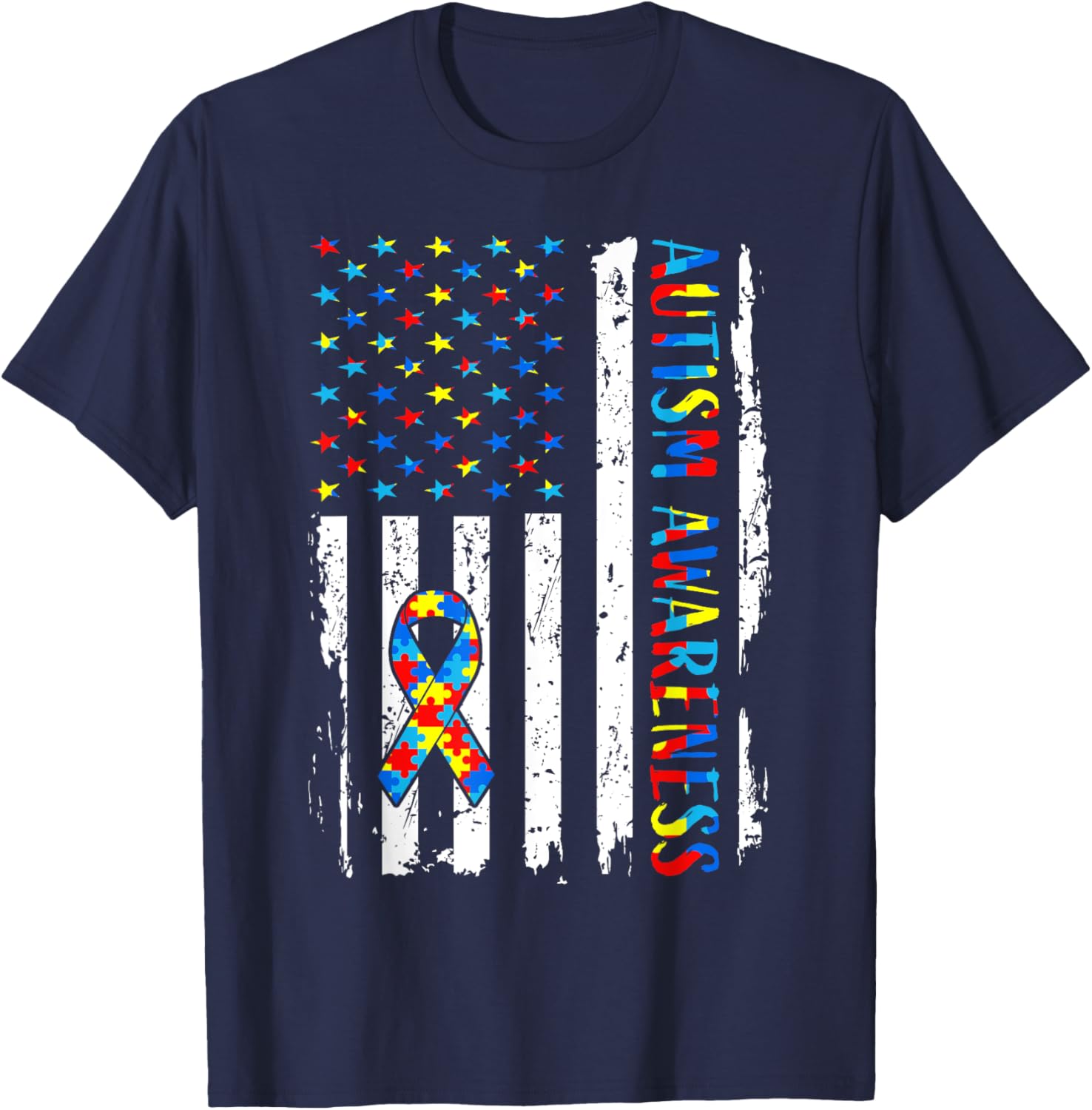 Autism Awareness Mom Dad USA flag Autistic Awareness Autism