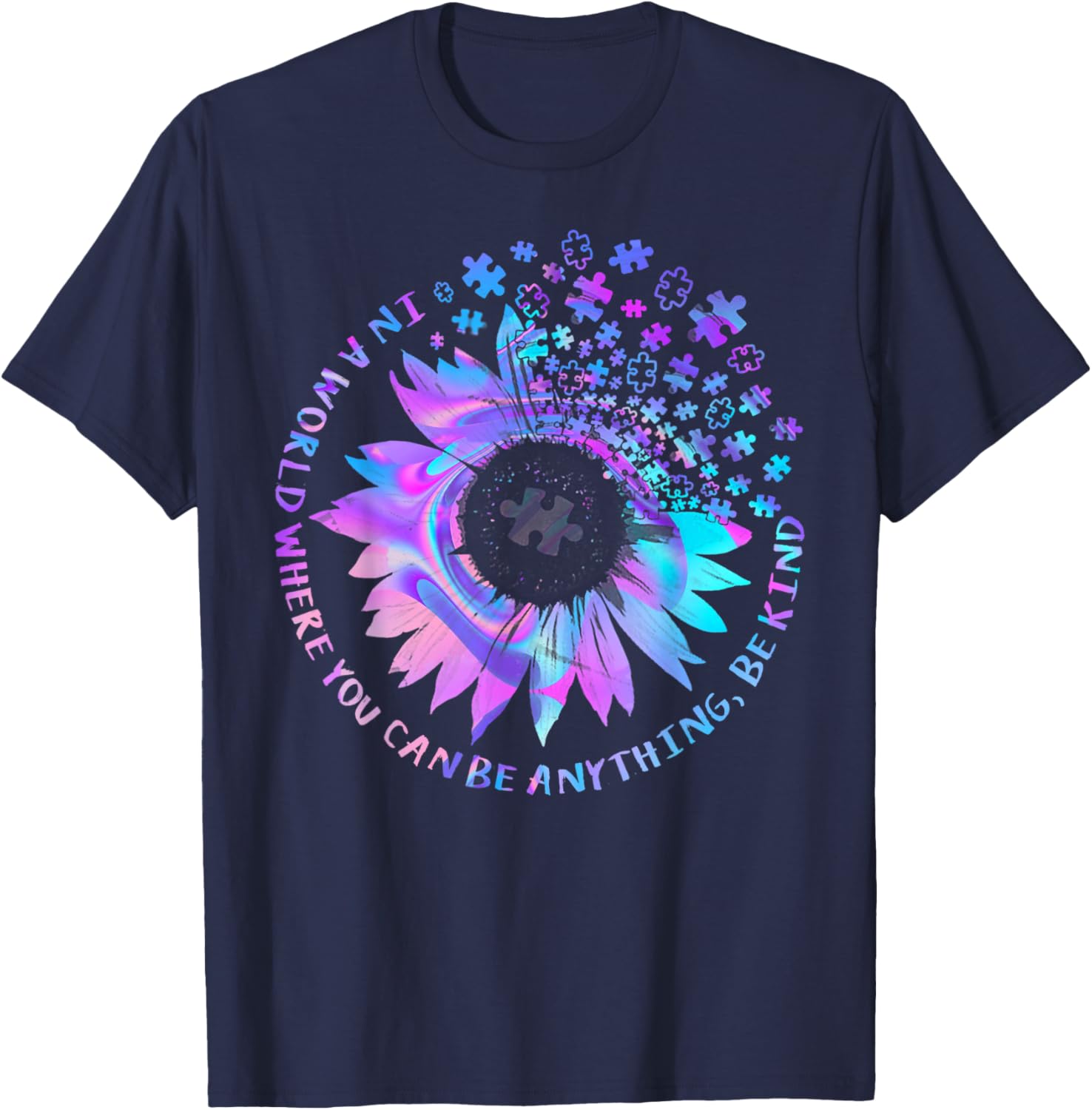 Be Kind Autism Awareness Kindness Sunflower Tie Dye Puzzle