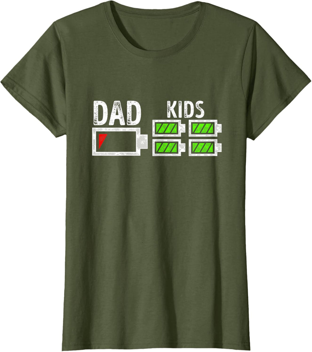 Dad of Four Low Battery Funny Father of 4 Kids Dad
