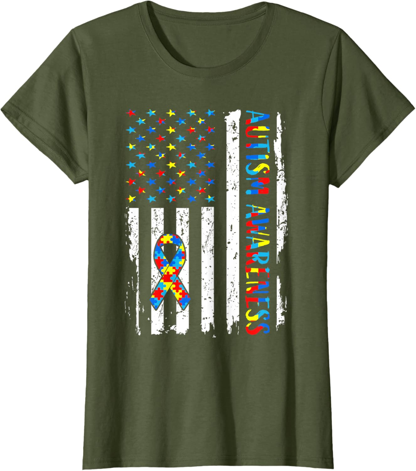 Autism Awareness Mom Dad USA flag Autistic Awareness Autism