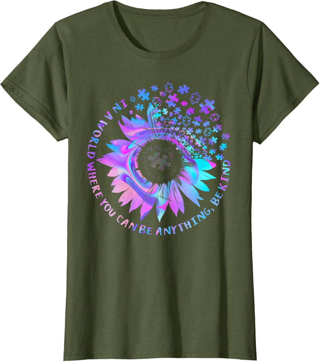 Be Kind Autism Awareness Kindness Sunflower Tie Dye Puzzle