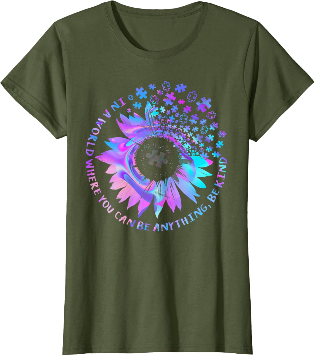 Be Kind Autism Awareness Kindness Sunflower Tie Dye Puzzle