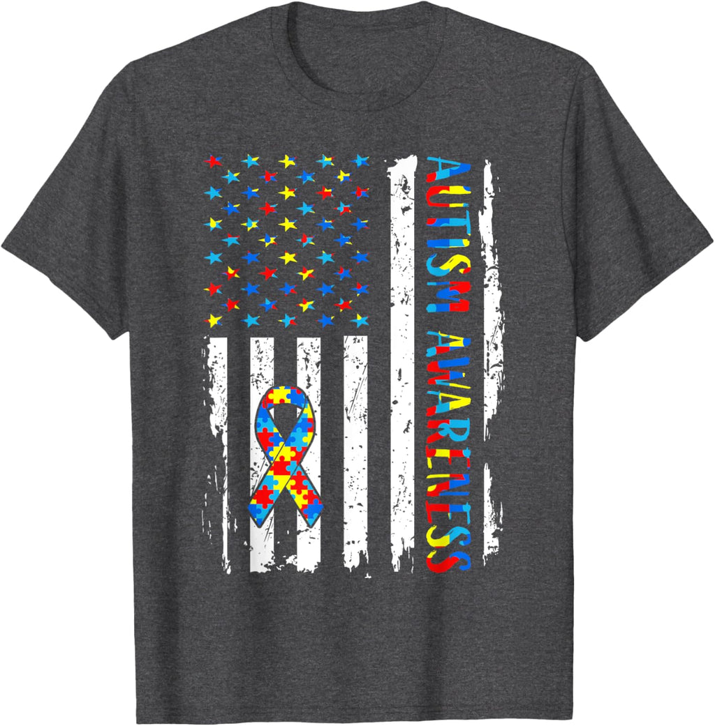 Autism Awareness Mom Dad USA flag Autistic Awareness Autism