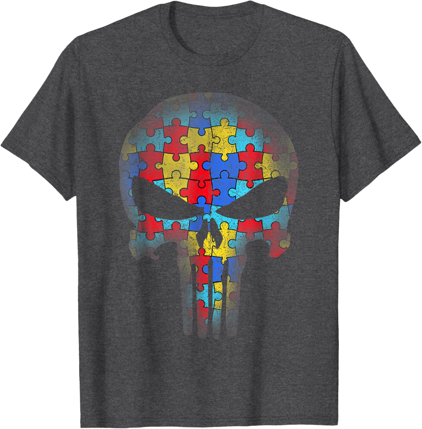 Skull Autism Awareness Puzzle Piece Mens Womens Kids