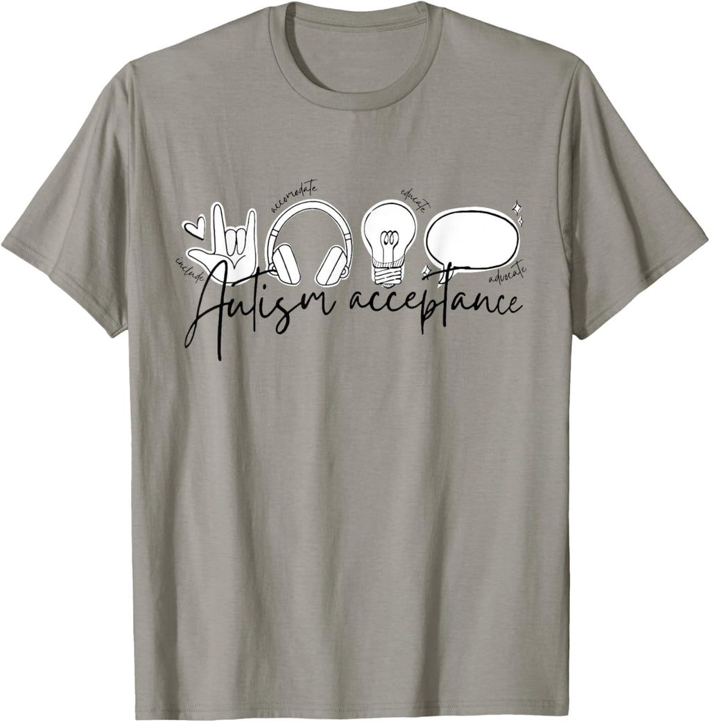 Autism Awareness Acceptance Shirt Support Mom Women Kid