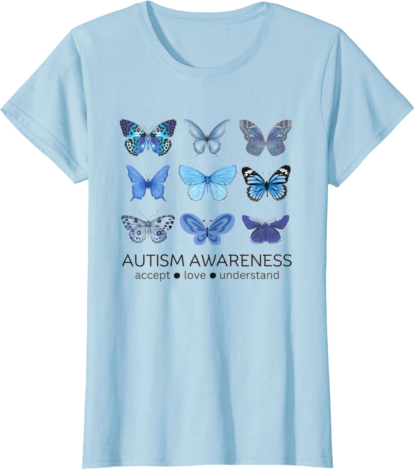 Women In April We Wear Blue Butterfly Autism Mental Health