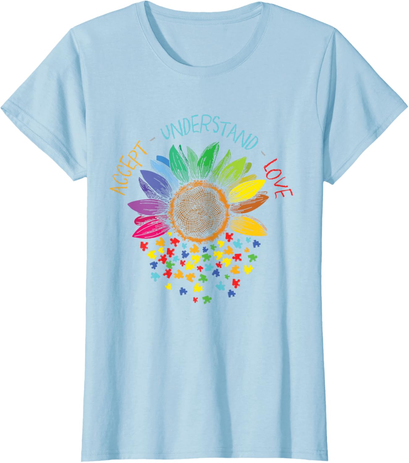Autism Awareness Accept Understand Love ASD Rainbow Flower