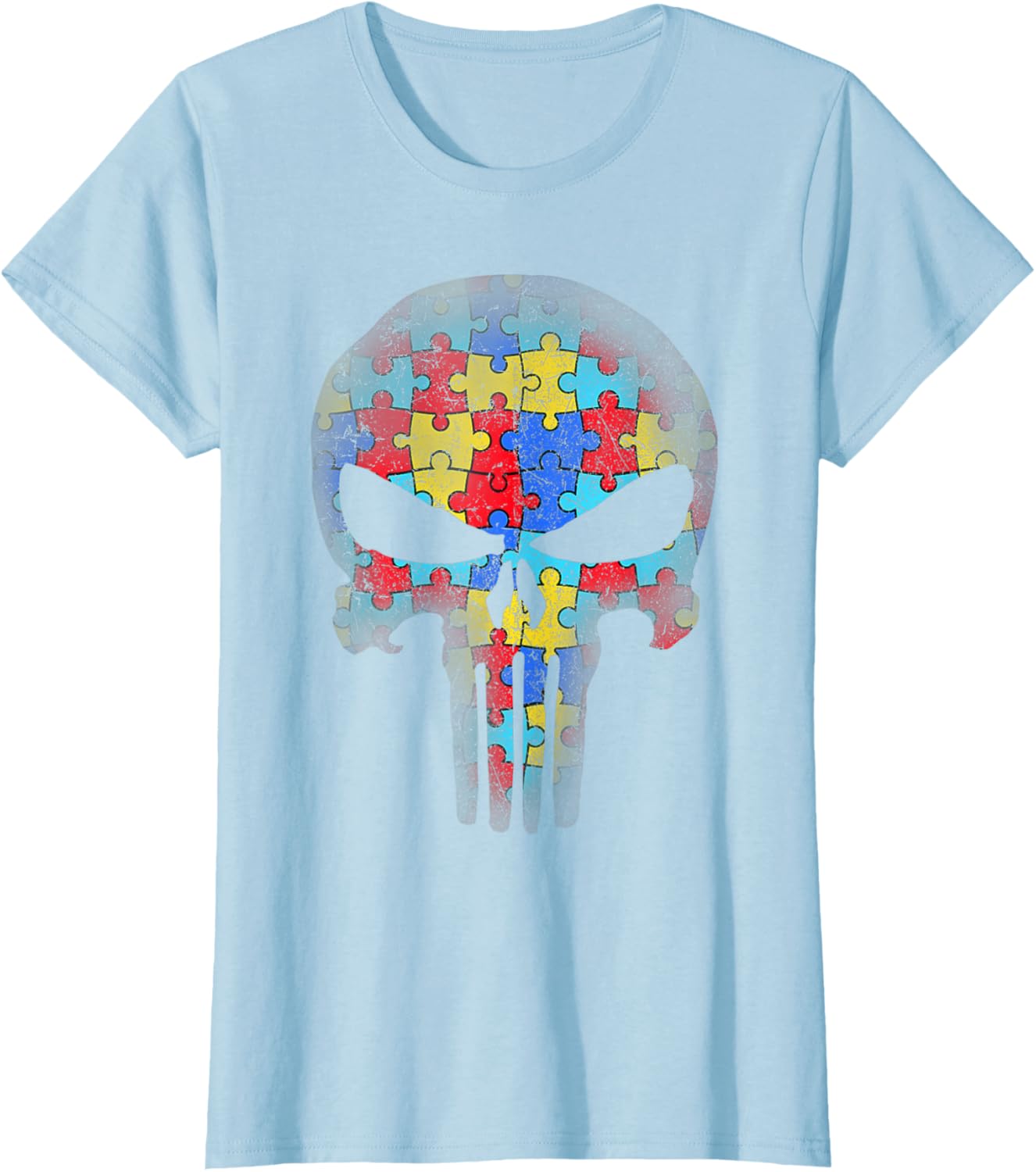 Skull Autism Awareness Puzzle Piece Mens Womens Kids