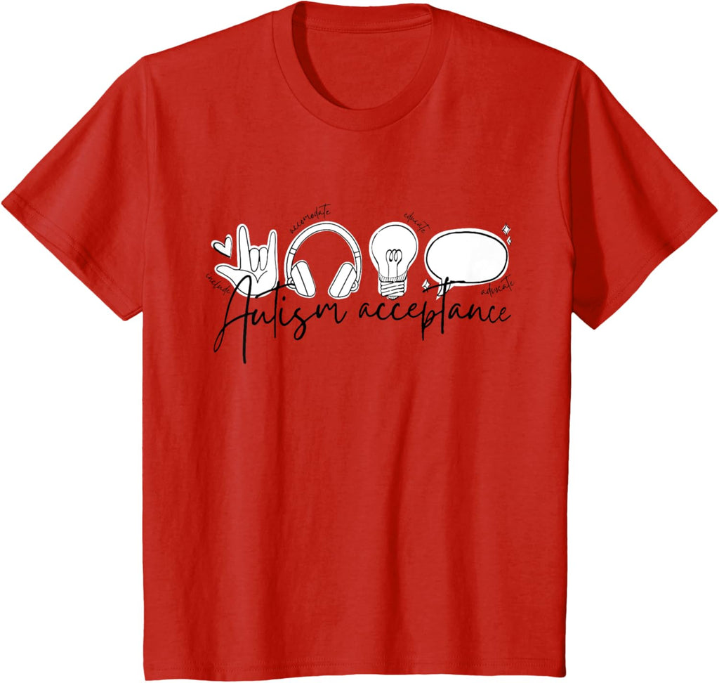 Autism Awareness Acceptance Shirt Support Mom Women Kid