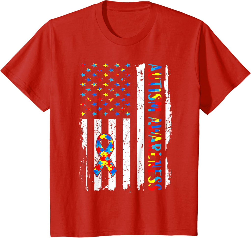 Autism Awareness Mom Dad USA flag Autistic Awareness Autism