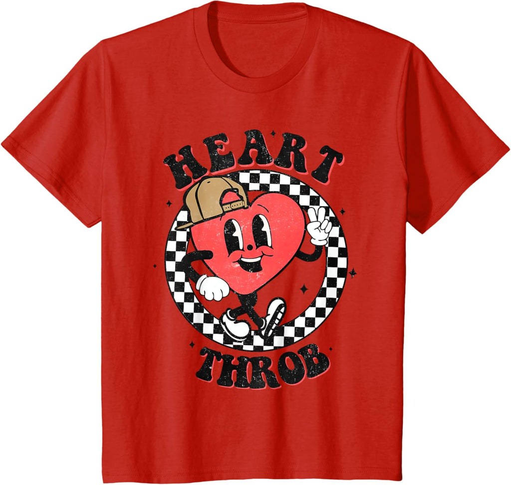 Retro Heart Throb Checkered Kid Preschool Boy Valentines Day
