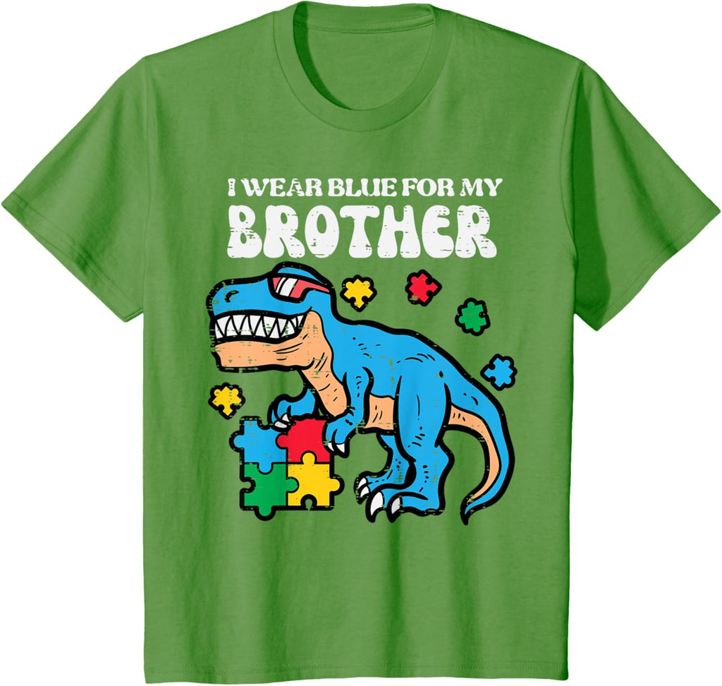 Kids Autism Awareness Blue For My Brother Trex Toddler Boys Kids