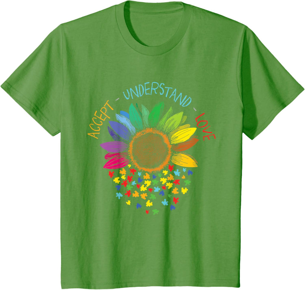 Autism Awareness Accept Understand Love ASD Rainbow Flower