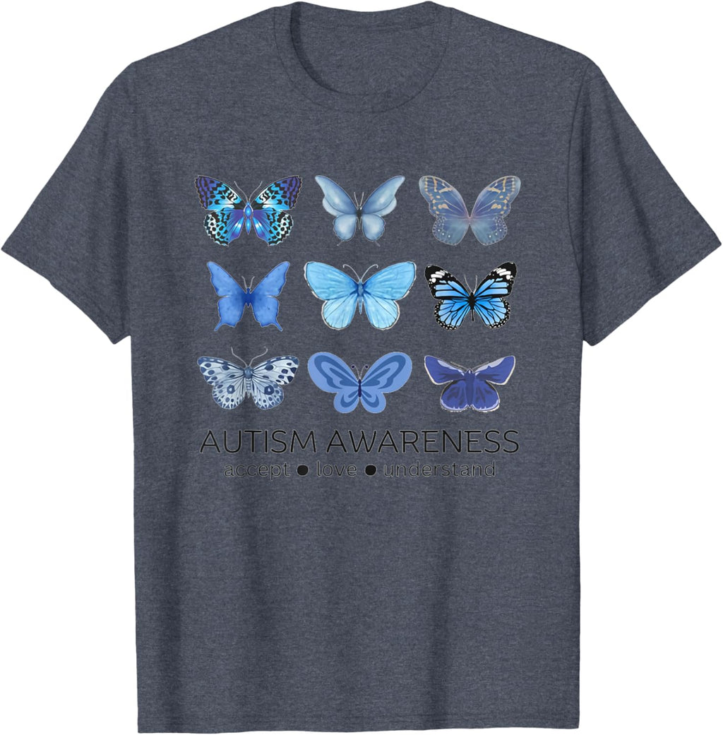 Women In April We Wear Blue Butterfly Autism Mental Health
