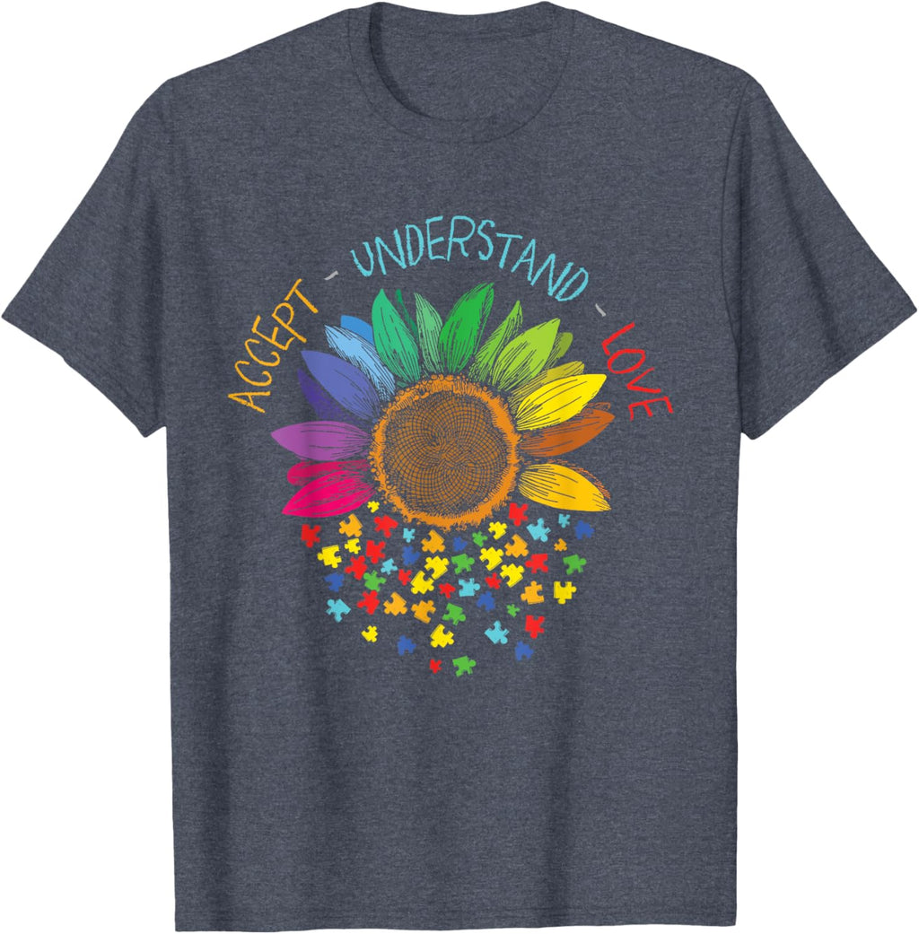 Autism Awareness Accept Understand Love ASD Rainbow Flower