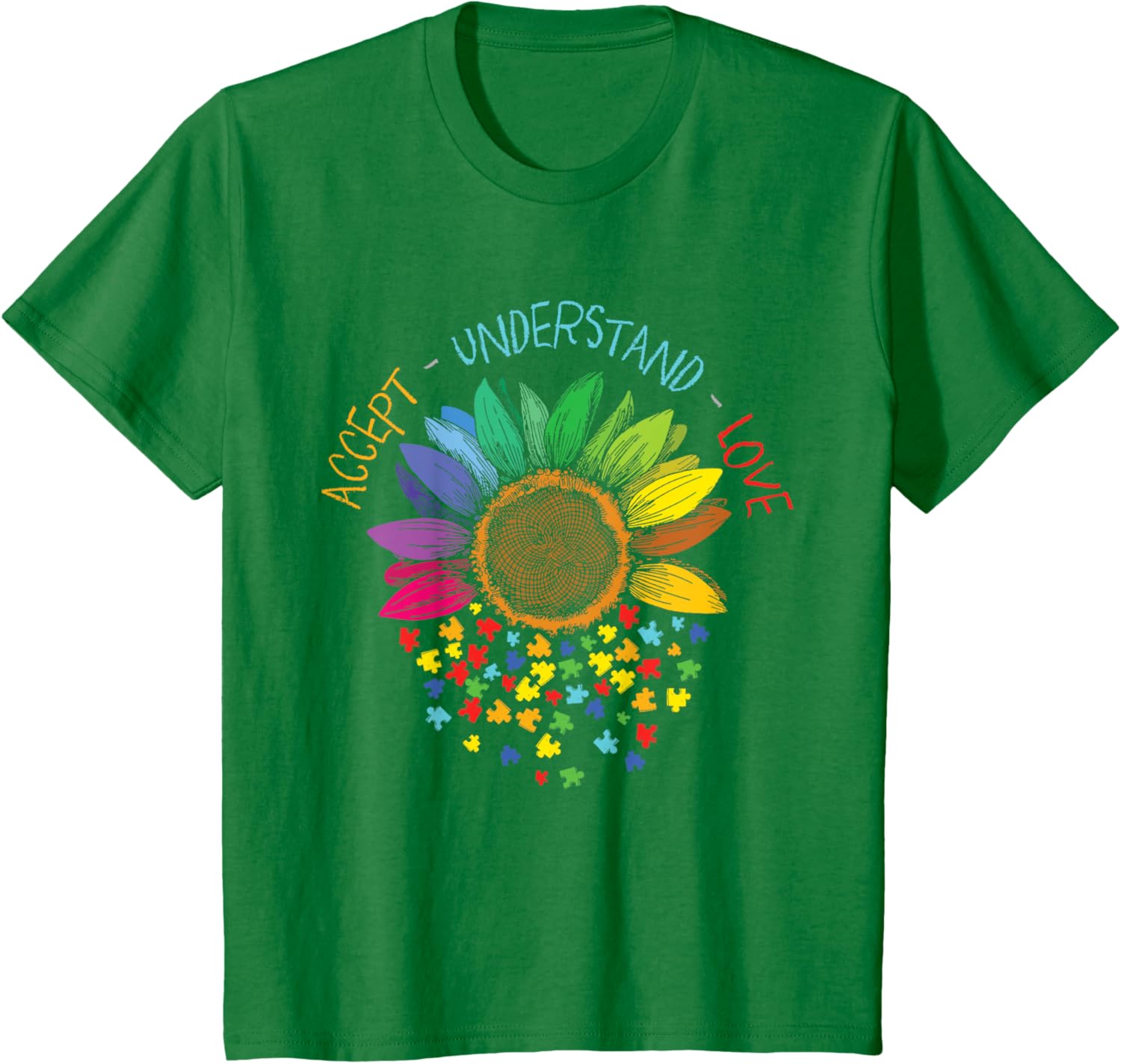 Autism Awareness Accept Understand Love ASD Rainbow Flower