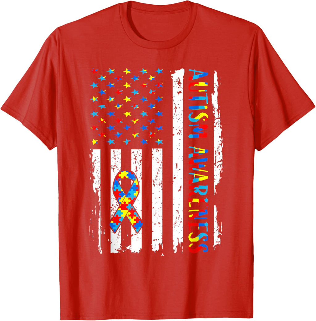 Autism Awareness Mom Dad USA flag Autistic Awareness Autism