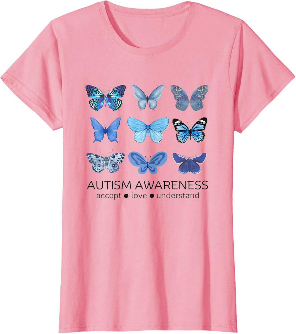 Women In April We Wear Blue Butterfly Autism Mental Health