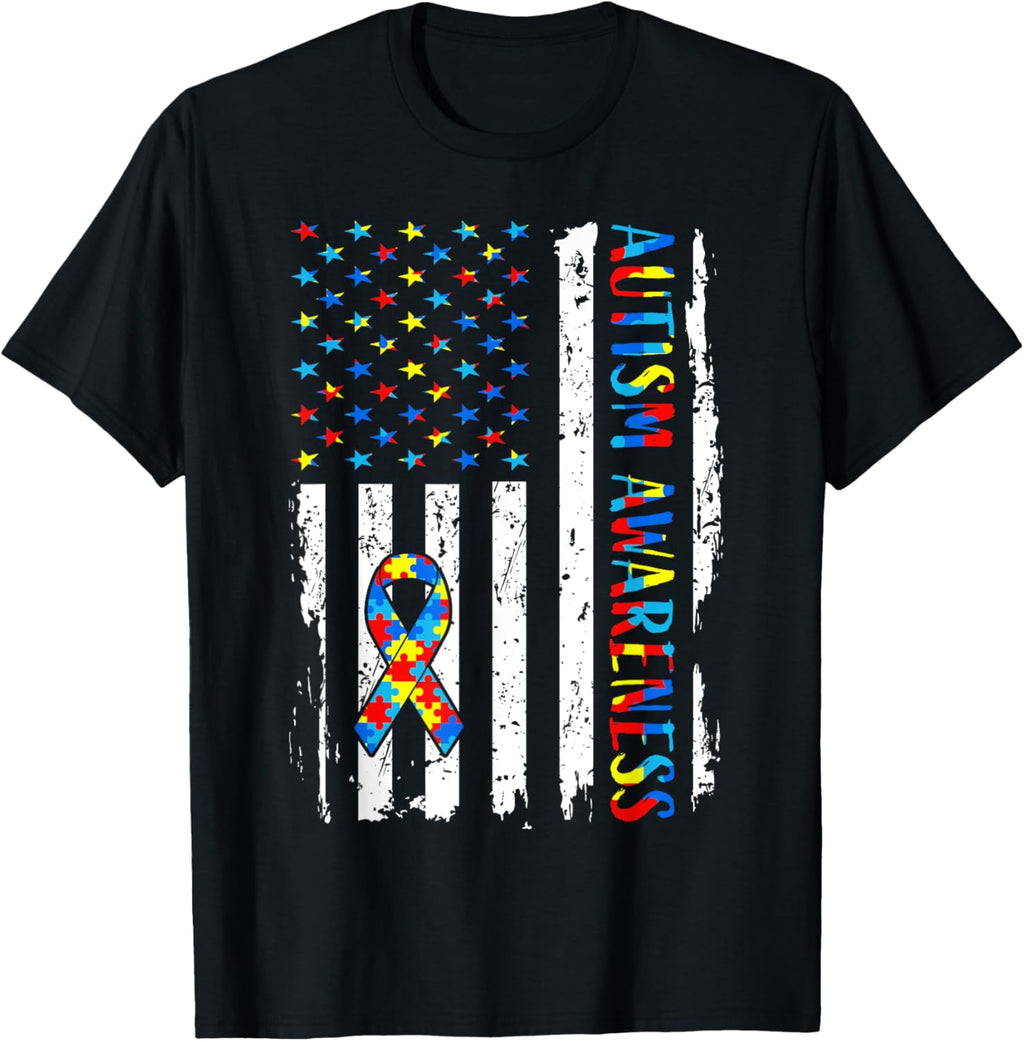 Autism Awareness Mom Dad USA flag Autistic Awareness Autism