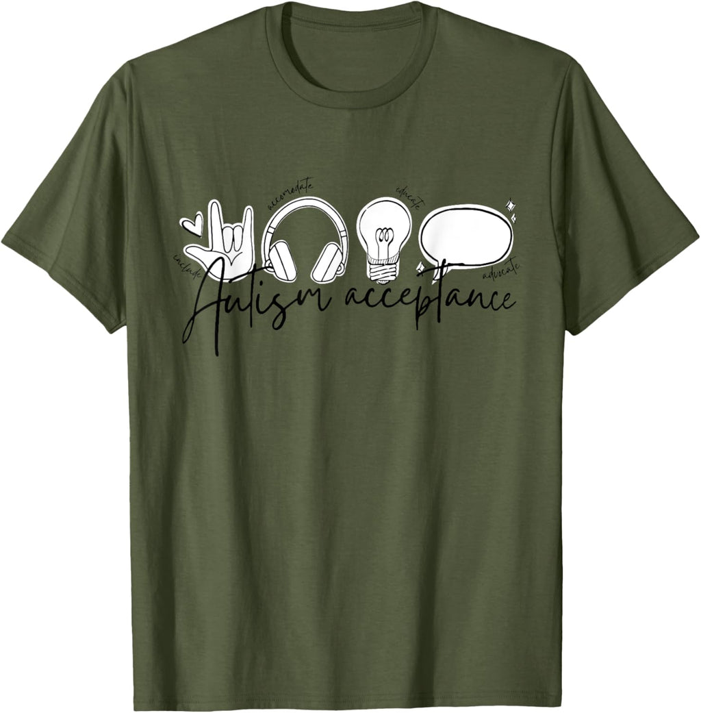 Autism Awareness Acceptance Shirt Support Mom Women Kid