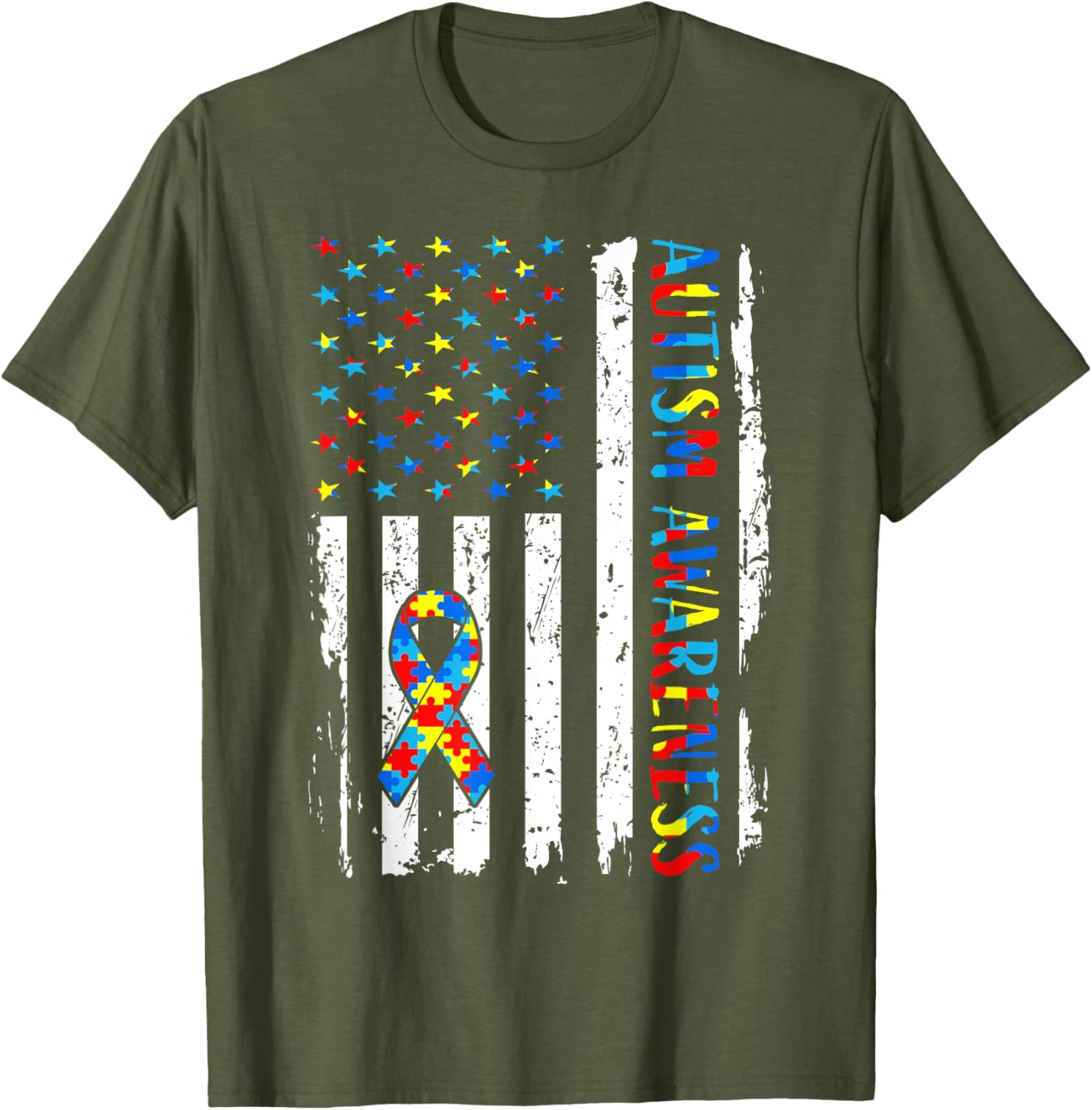 Autism Awareness Mom Dad USA flag Autistic Awareness Autism