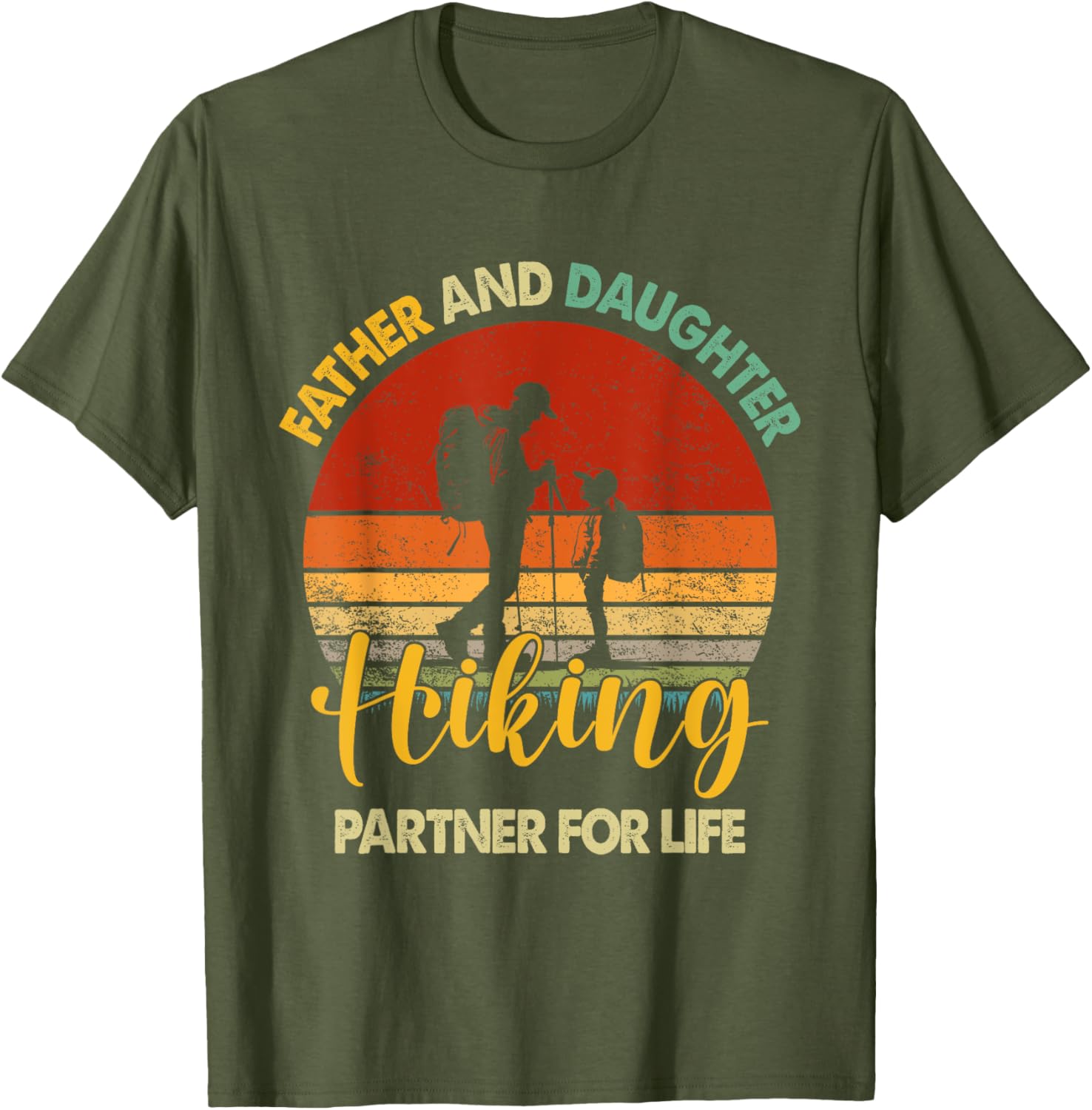 Retro Father Daughter Hiking Partner For Life Fathers Day