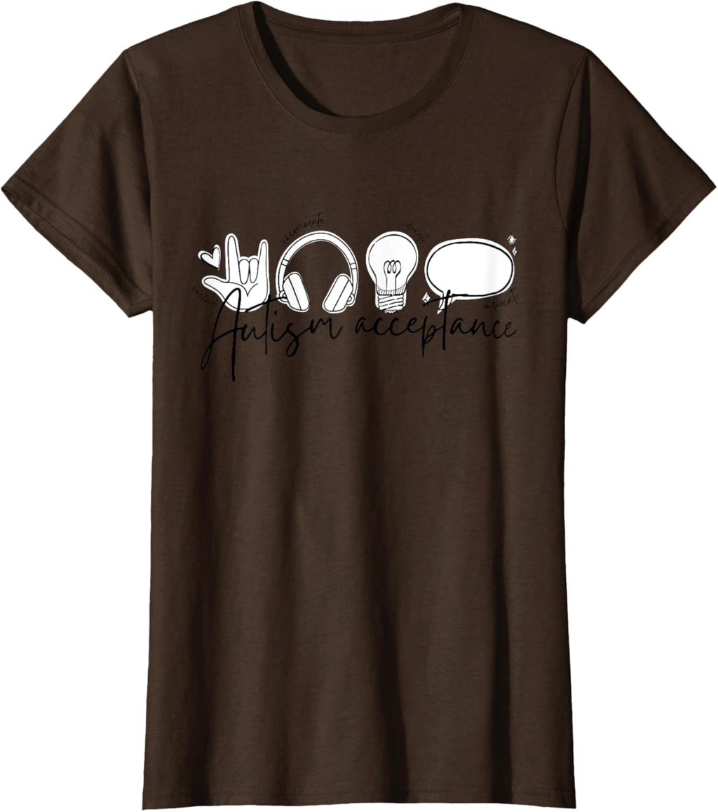 Autism Awareness Acceptance Shirt Support Mom Women Kid