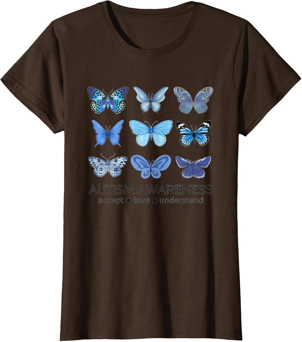 Women In April We Wear Blue Butterfly Autism Mental Health