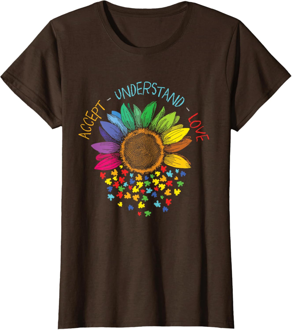 Autism Awareness Accept Understand Love ASD Rainbow Flower