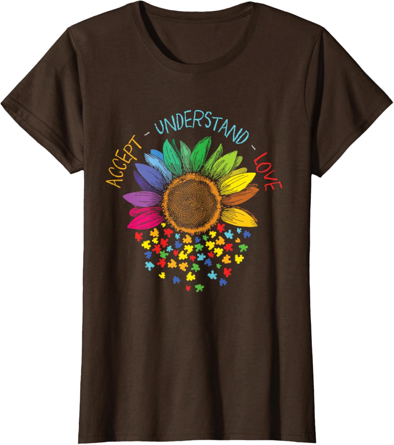 Autism Awareness Accept Understand Love ASD Rainbow Flower