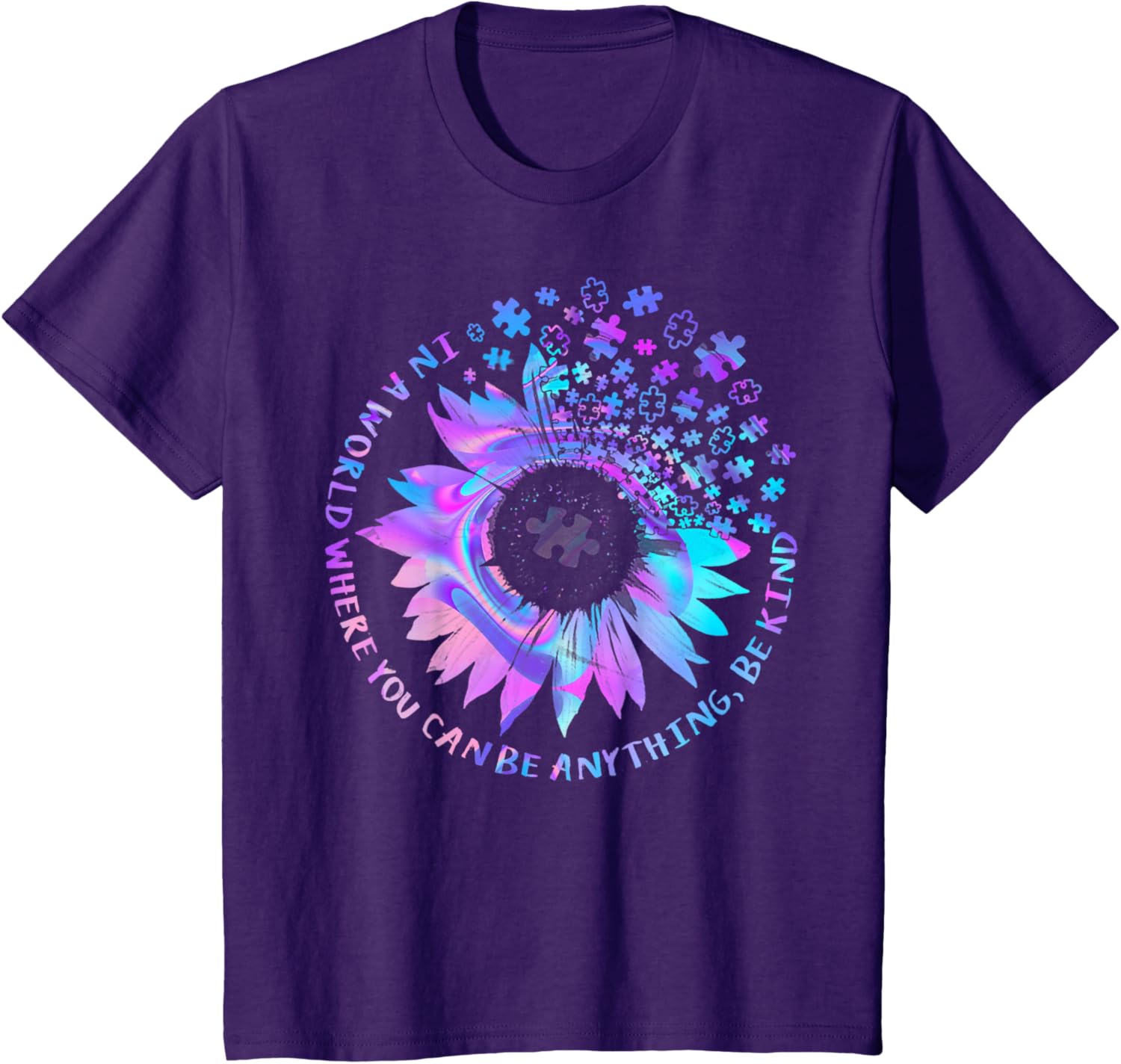 Be Kind Autism Awareness Kindness Sunflower Tie Dye Puzzle