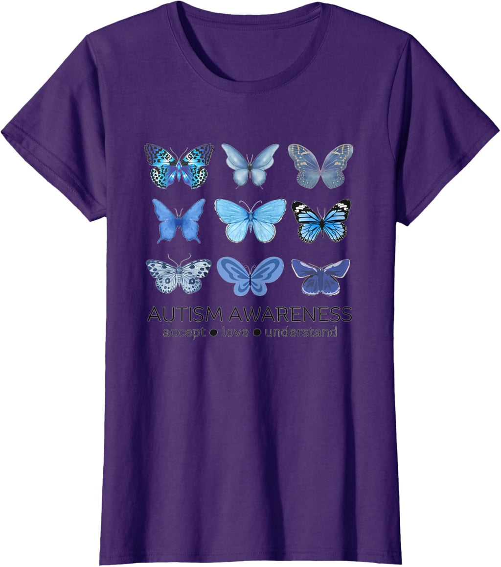 Women In April We Wear Blue Butterfly Autism Mental Health