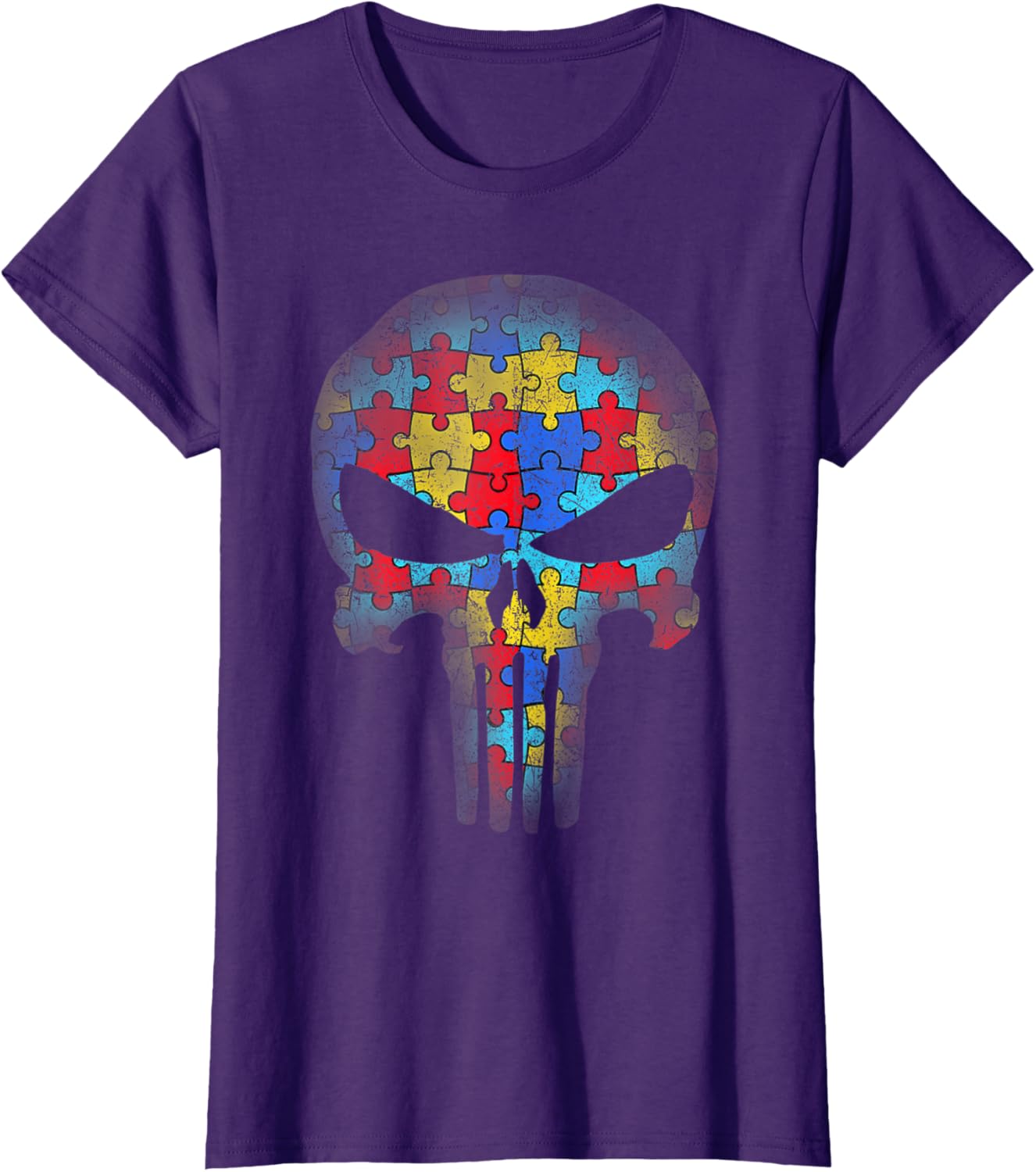 Skull Autism Awareness Puzzle Piece Mens Womens Kids