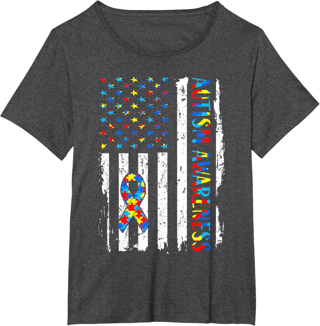 Autism Awareness Mom Dad USA flag Autistic Awareness Autism