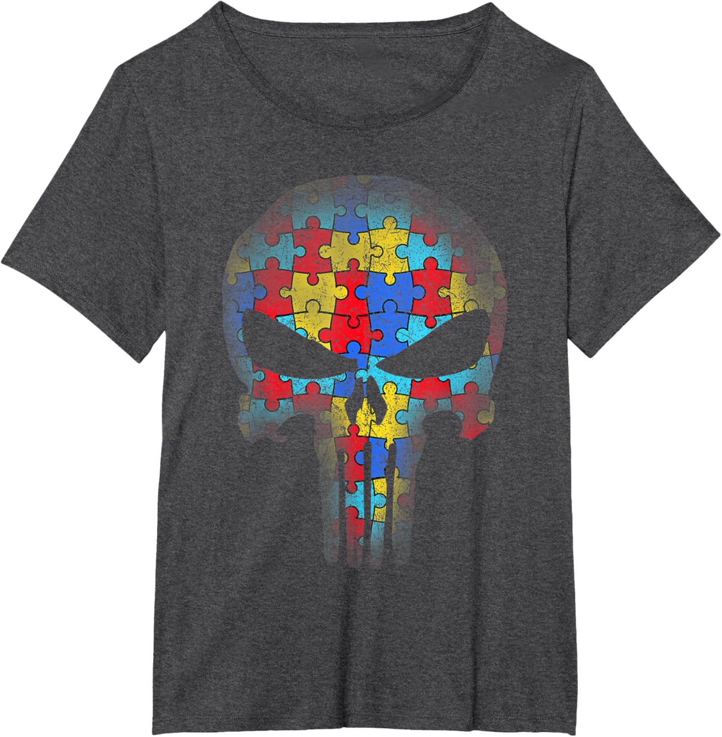 Skull Autism Awareness Puzzle Piece Mens Womens Kids