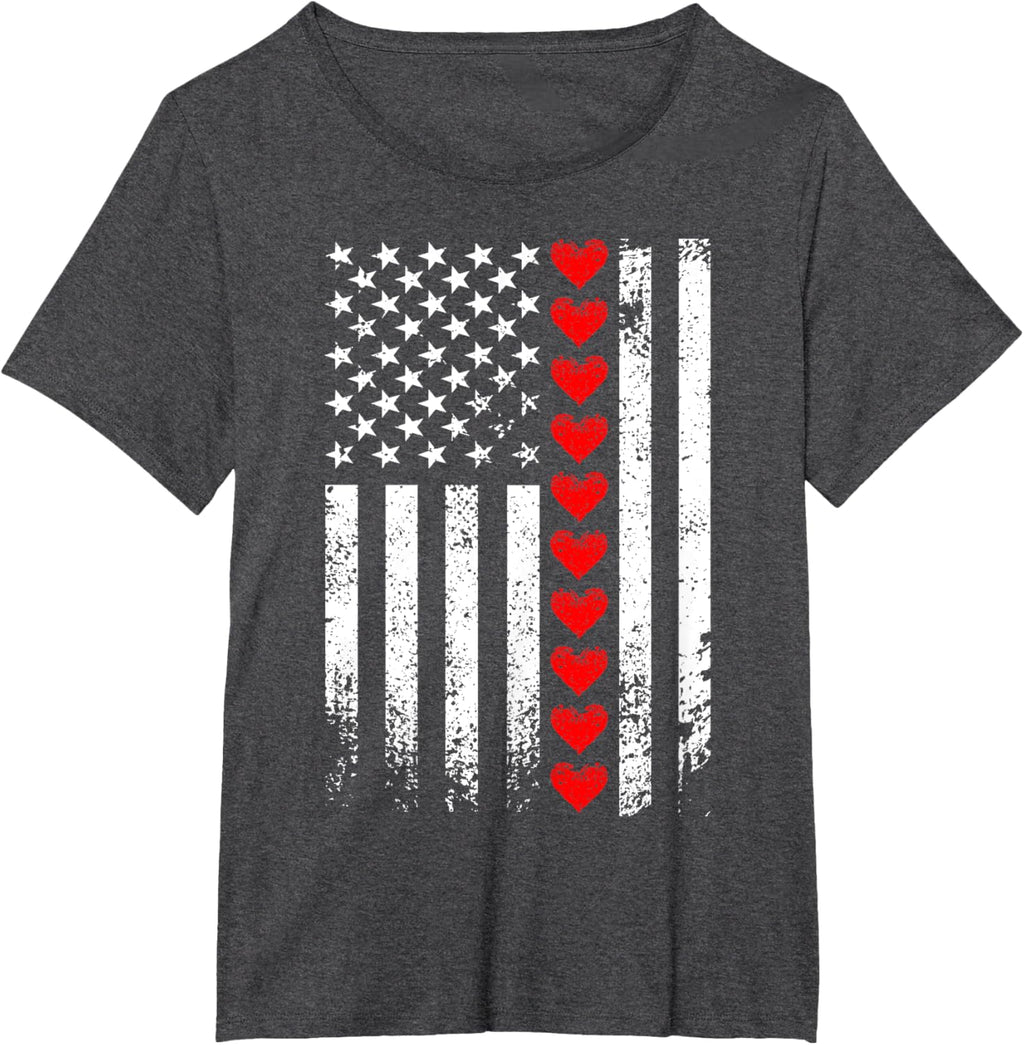 Vintage Valentines Day American Flag Hearts Mens Boys Kids