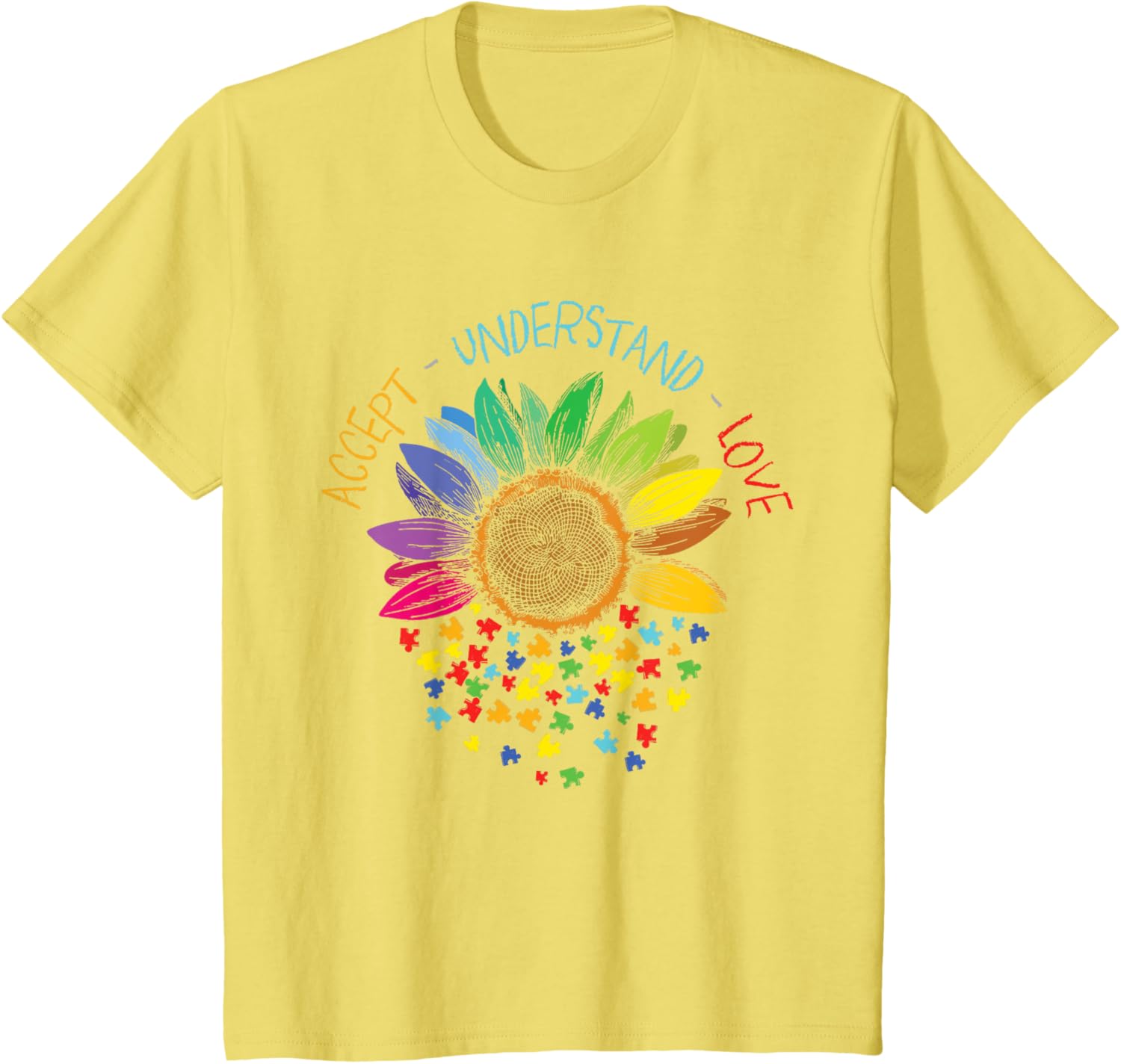 Autism Awareness Accept Understand Love ASD Rainbow Flower