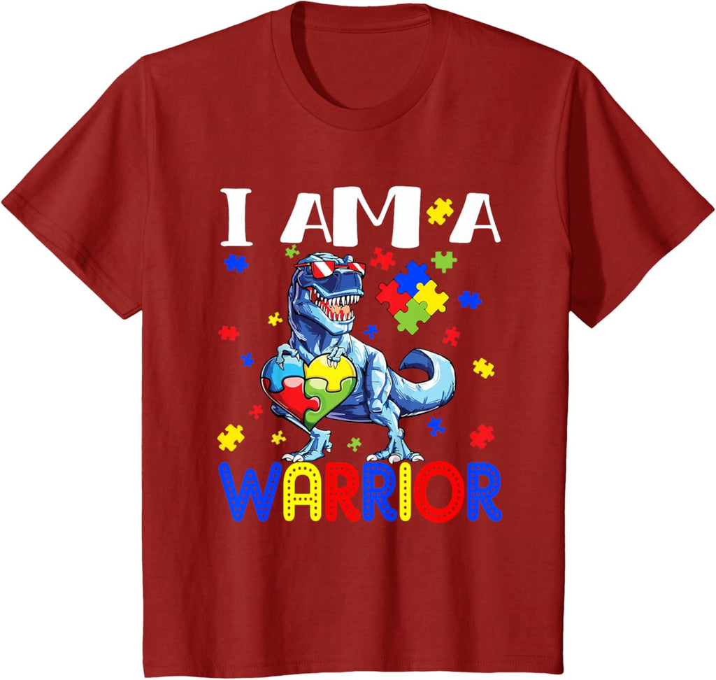 I Am A Warrior Autism Boys Family Dinosaur Autism Awareness