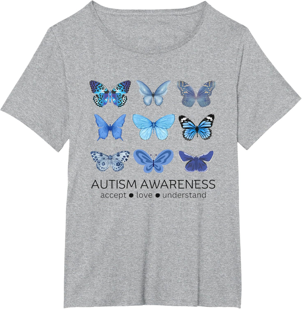 Women In April We Wear Blue Butterfly Autism Mental Health