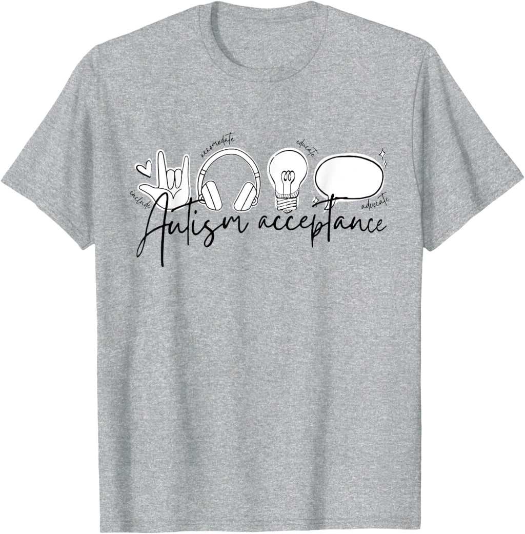 Autism Awareness Acceptance Shirt Support Mom Women Kid