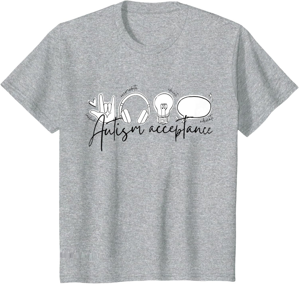 Autism Awareness Acceptance Shirt Support Mom Women Kid