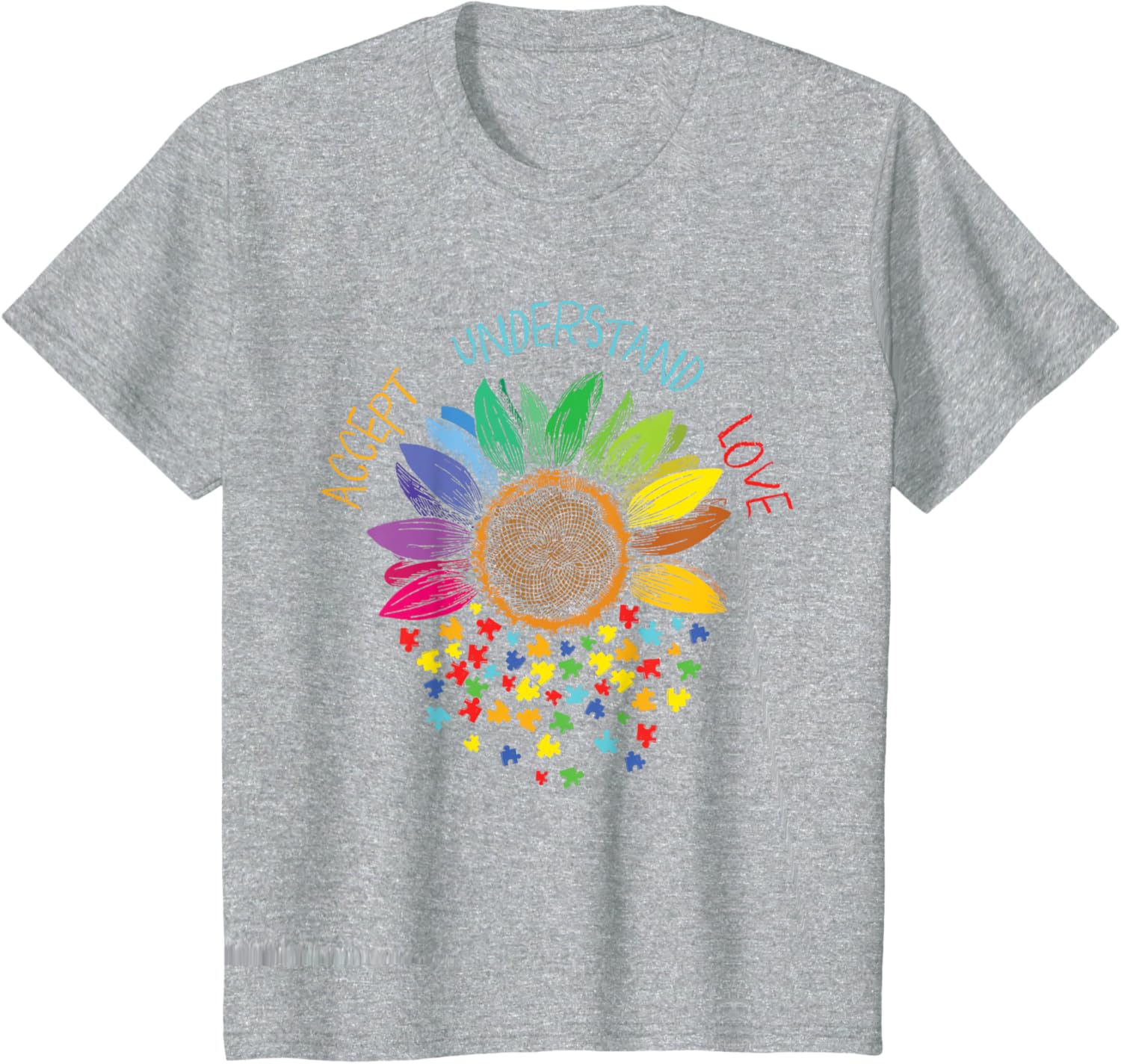Autism Awareness Accept Understand Love ASD Rainbow Flower