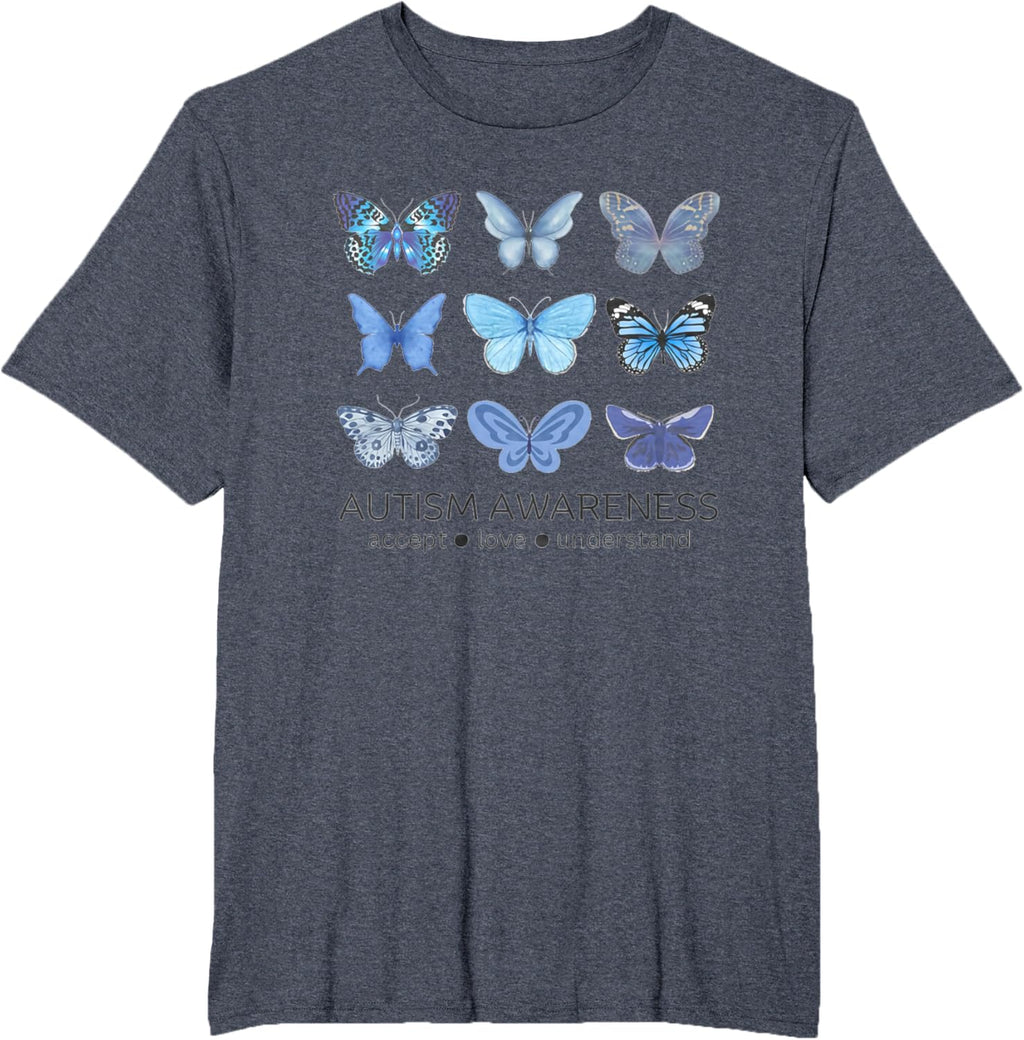 Women In April We Wear Blue Butterfly Autism Mental Health
